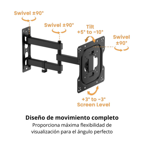 Soporte Pared Techgo SPB-2207 Para Tv De 23-43 Hasta 30kg - Brazo Extensible Articulado de Acero Resistente