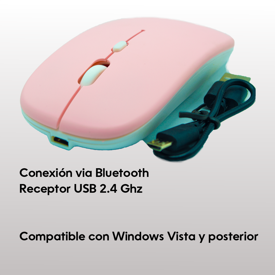 Mouse Inalámbrico Diseño Ultra Delgado, Slim Tipo Mac Rosa