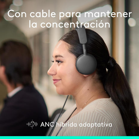 Audífonos Diadema Profesional Logitech Zone Wireless 2 ES Bluetooth ANC Híbrida Adaptativa - Grafito