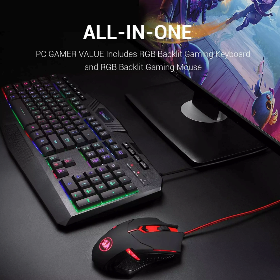 Combo Gamer Redragon S101: Teclado K503 Rgb Esp + Mouse M601