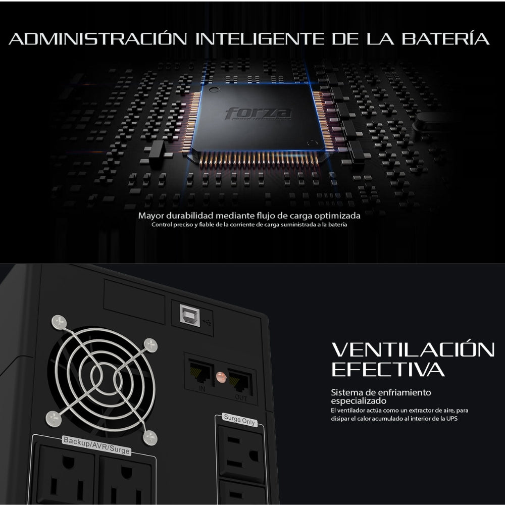 Ups Interactiva Forza NT-1801PRO 1800VA/900W 10 Tomas Protección Sobretensión Regulación AVR LED