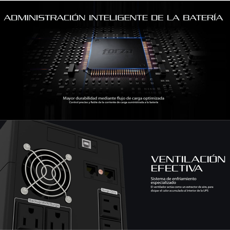 Ups Interactiva Forza NT-1801PRO 1800VA/900W 10 Tomas Protección Sobretensión Regulación AVR LED
