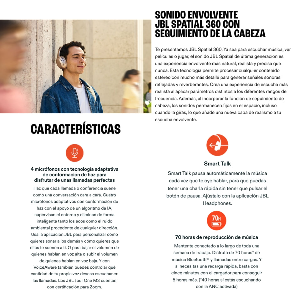 Auriculares Inalámbricos Premium JBL Tour One M3 con Cancelación de Ruido y Audio Hi-Res