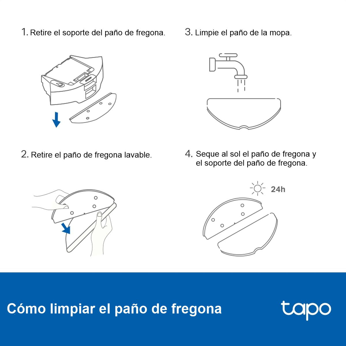 Mopas Fregado Para Robot Aspirador Tp-link Tapo RVA301 / Pack X 5
