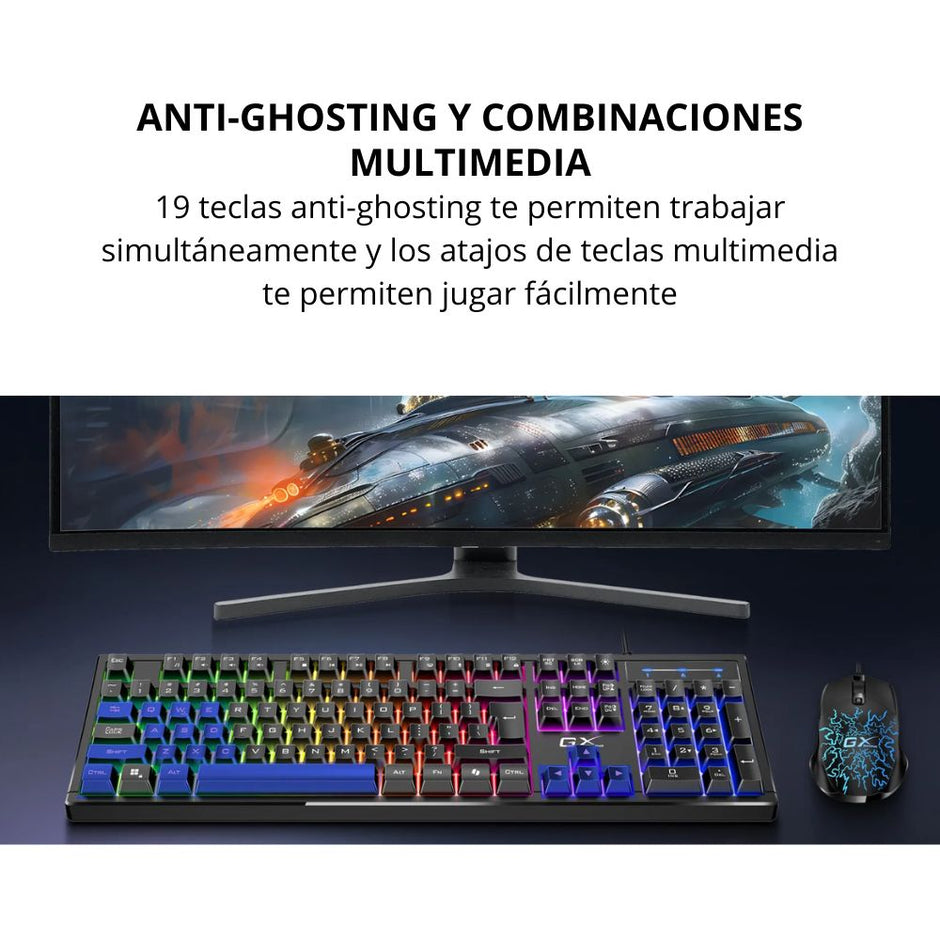 Combo Gamer Teclado y Mouse Genius Scorpion KM-GX3 Retroiluminado RGB con AI Copilot - Negro