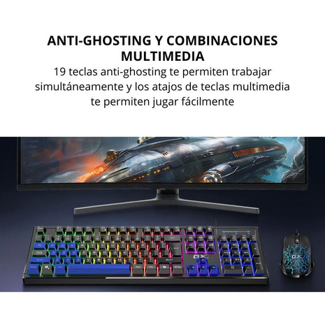 Combo Gamer Teclado y Mouse Genius Scorpion KM-GX3 Retroiluminado RGB con AI Copilot - Negro