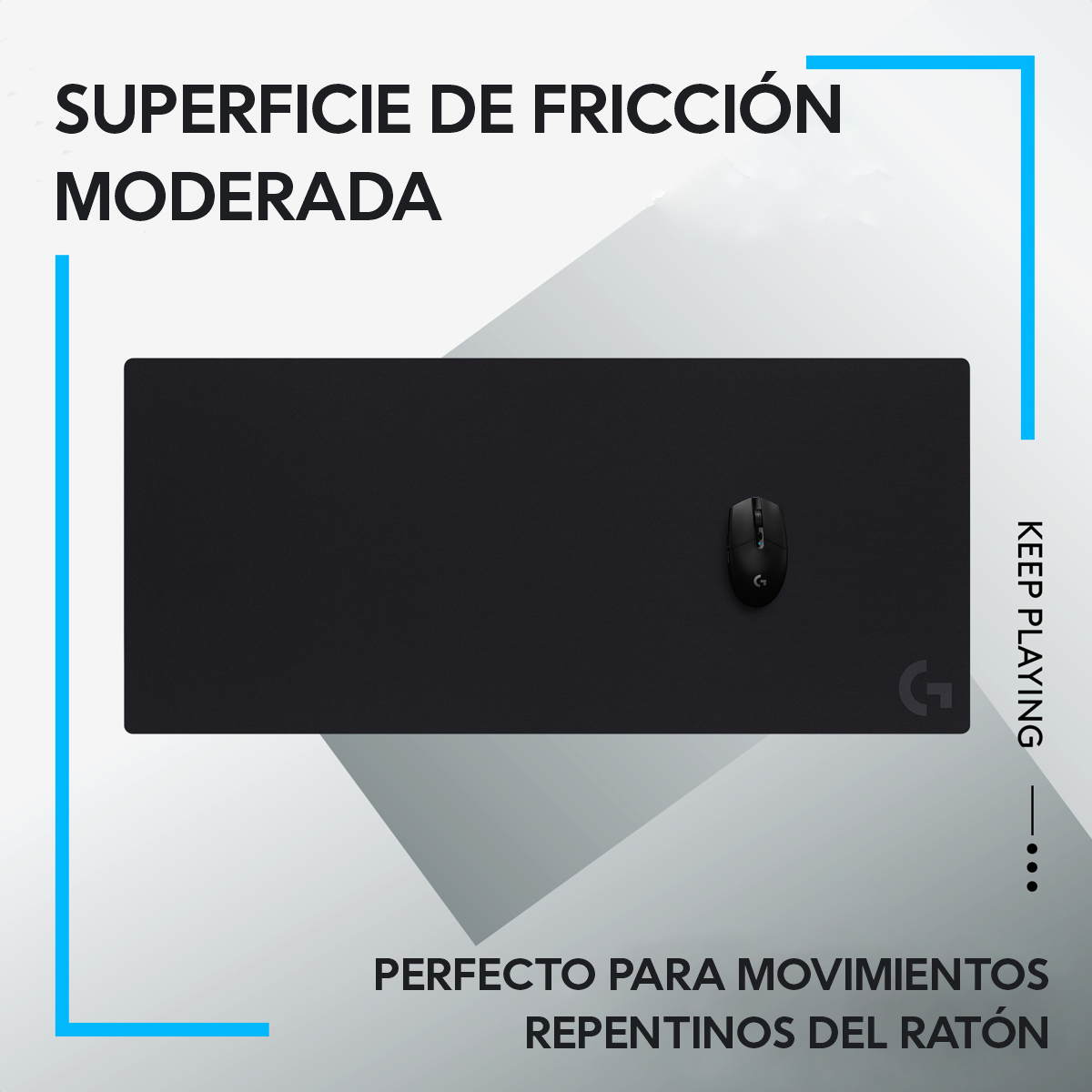 Mouse Pad Alfombrilla Gamer Logitech G840 Desk Mat Tela XL 900x400x3mm Fricción Moderada Base Goma - Negro
