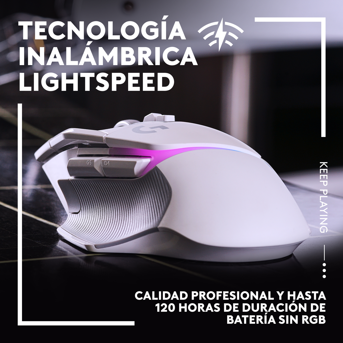 Mouse Gamer Inalámbrico Logitech G502 X PLUS RGB HERO 25K DPI 13 Botones - Blanco