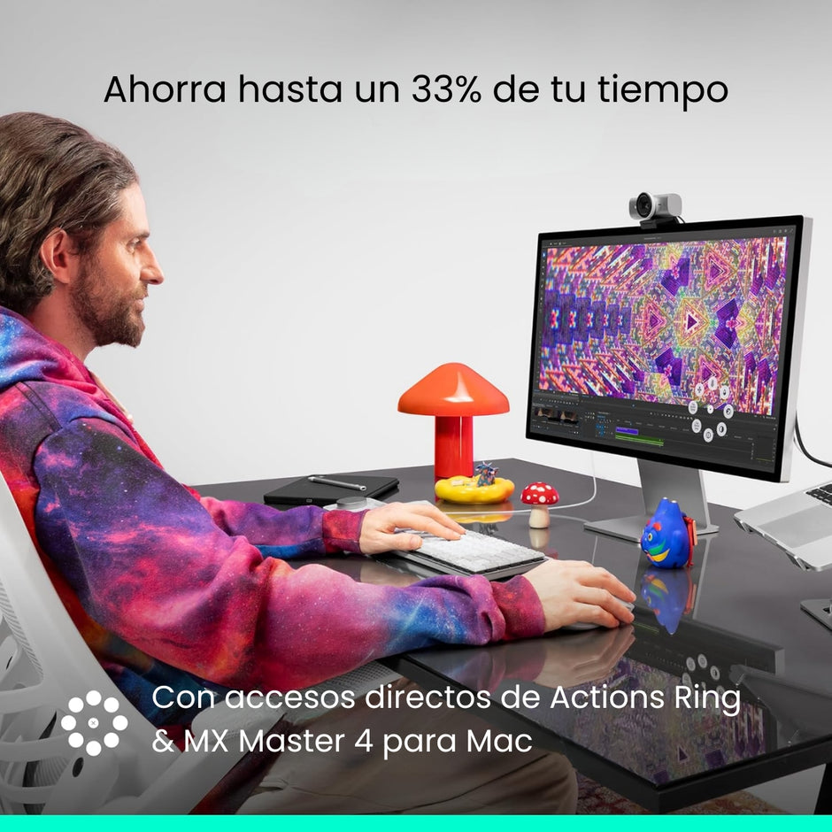Mouse Inalámbrico Avanzado Logitech MX Master 4 Recargable Bluetooth/Bolt Silent Clics 8000 DPI - Gris Pálido