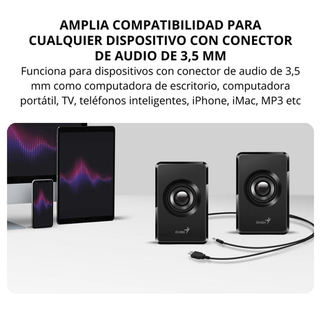 Parlantes USB Genius SP-U125 Sonido Estéreo 3W y Control de Volumen con Entrada 3.5mm - Negro/Azul