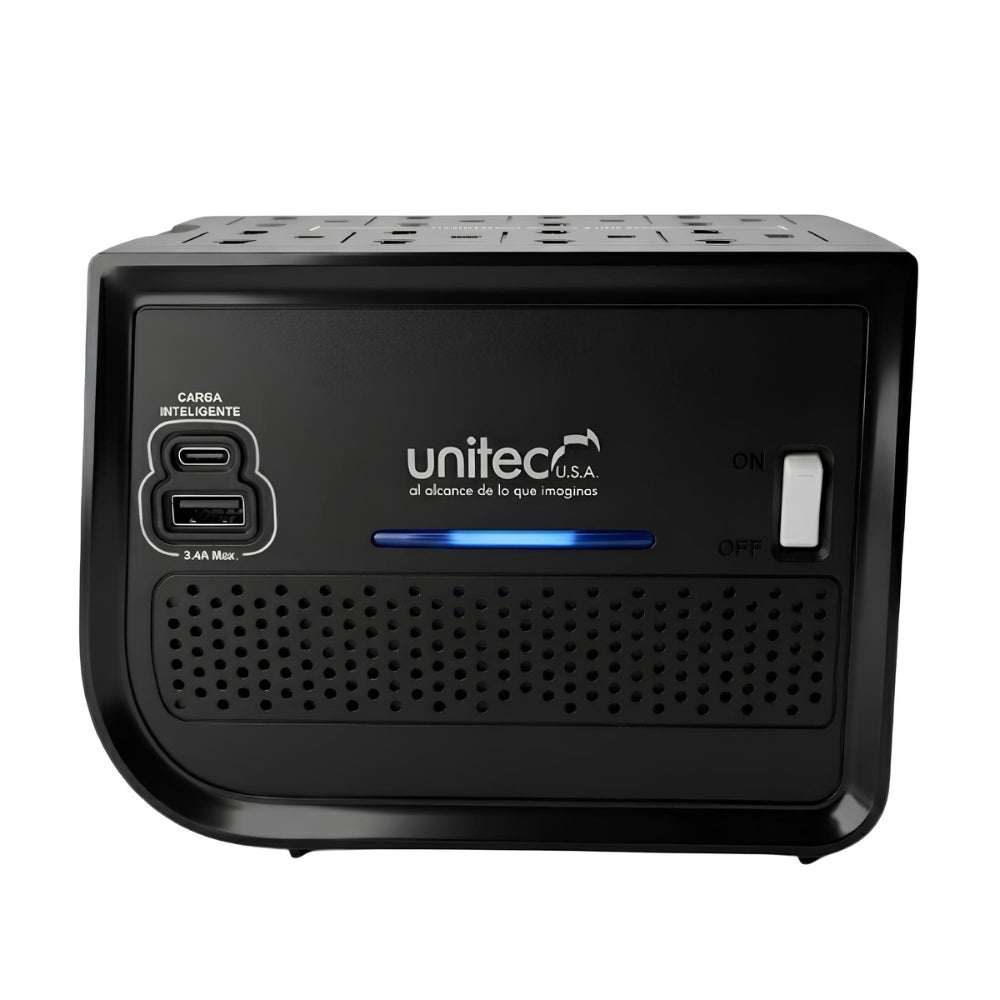 Regulador de Voltaje Automático Unitec I-682 1600VA/800W con 8 Tomas + USB y USB-C