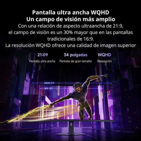 Monitor Gamer Curvo 34" Xiaomi G34WQi 2026 Pantalla Ultra Ancha WQHD HDR 400 180Hz 1ms GTG 100% sRGB