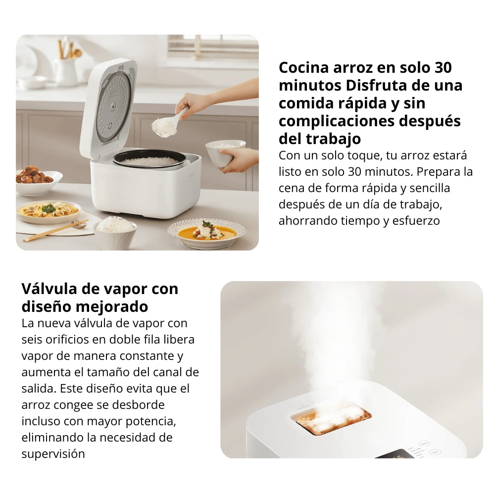 Arrocera Xiaomi Multifunctional Rice Cooker 4L 860W, Cocción Rápida 30 Minutos, 10 Funciones - Blanco