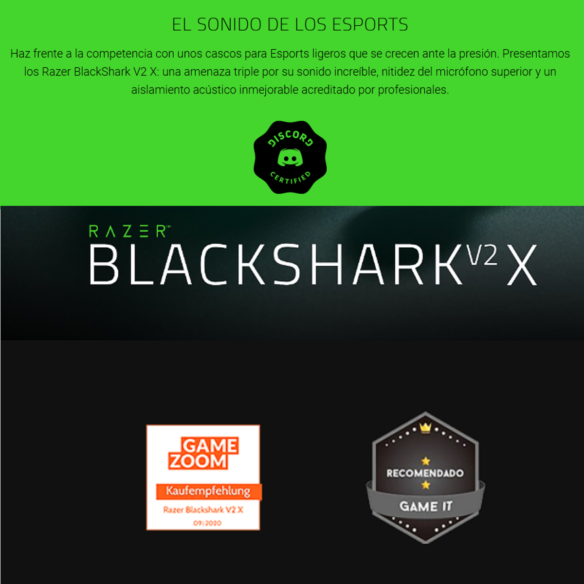 Razer Auriculares BlackShark V2 X Sonido 7.1 Mic HyperClear Cancelación Ruido PC Consolas Móvil - Verde