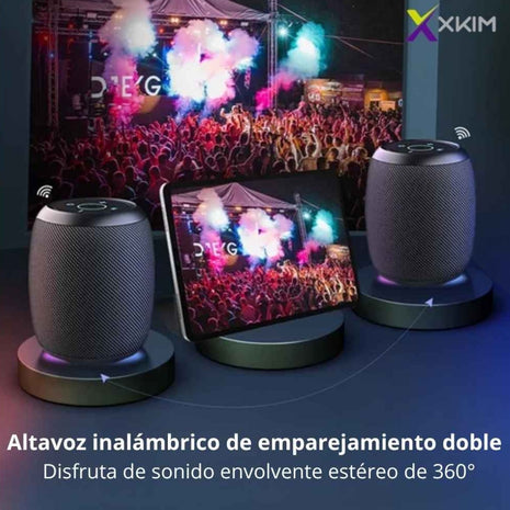 Kit x 2 Parlante Bluetooth Portátil X-KIM XCLUSIVE AUDIO PORT TWS 10W RGB MicroSD/USB/AUX/FM 3600mAh IPX5