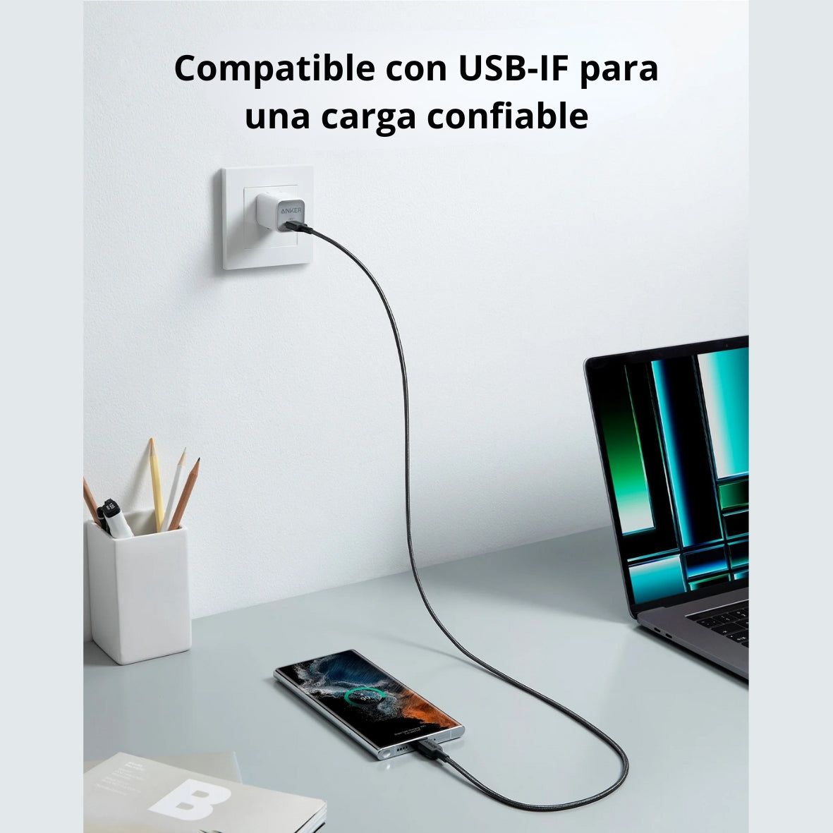Cable Trenzado Usb-c A Usb-c 1.8m Anker 322 Carga Rápida 60w blk