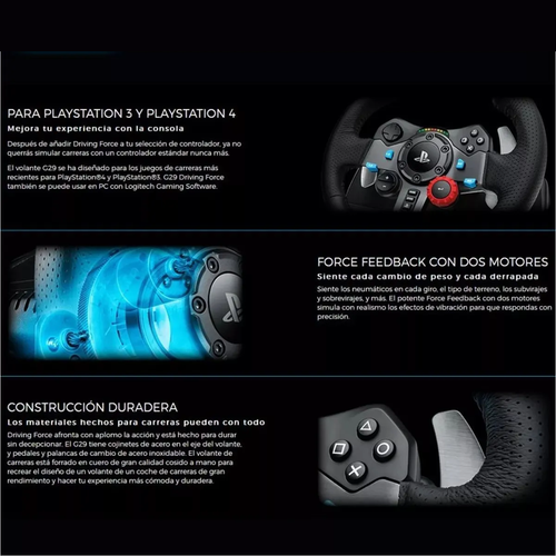 Timón de Carreras Logitech G29 SE Driving Force Feedback PS5 PS4 PC + Palanca Shifter de 6 Cambios