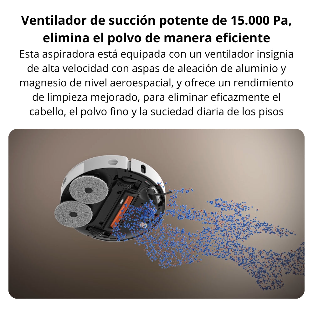 Robot Aspiradora Trapeadora Xiaomi S40 Pro 15000Pa Base Omni Secado Aire AI - Blanco