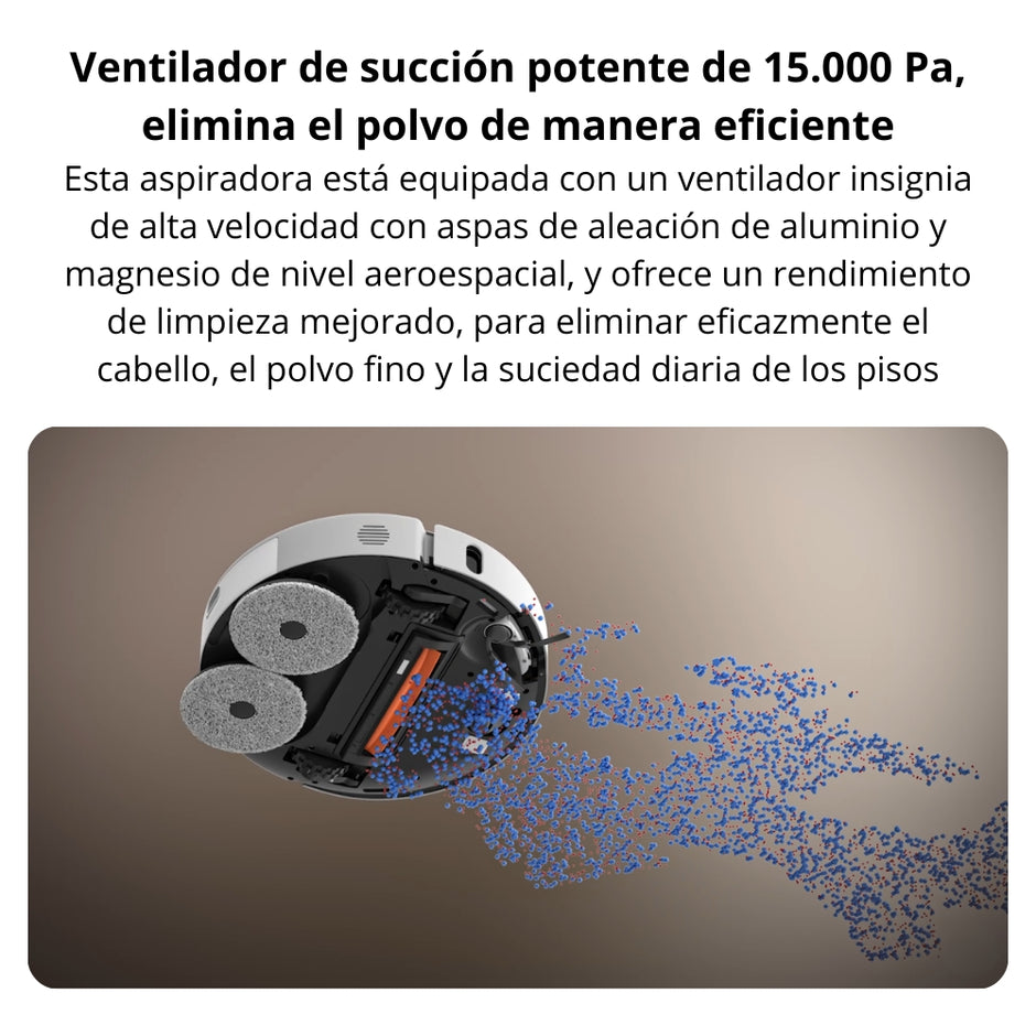Robot Aspiradora Trapeadora Xiaomi S40 Pro 15000Pa Base Omni Secado Aire AI - Blanco