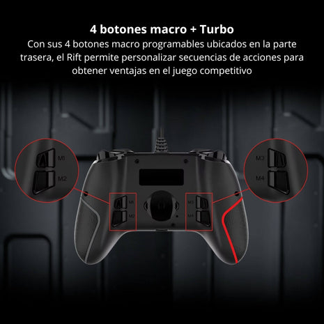 Redragon Control Gamepad Rift G710 4 Macros Turbo Vibración Dual Plug&Play PC Switch PS3