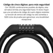Guaya de Seguridad Xiaomi Electric Scooter Cable Lock Cable Acero 1200mm Código 5 Dígitos 1500N - Negro