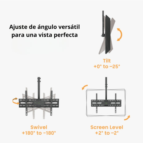 Soporte De Techo Techgo SPT-6404 Para TV 37-86" Hasta 50kg - Negro