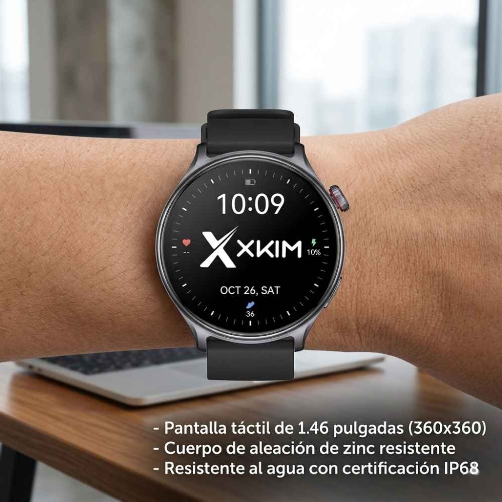 Reloj Inteligente Smartwatch XKIM GTX1 Llamadas Bluetooth 5.3 TFT 1.46” 360x360px 300mAh Caja Metal IP68