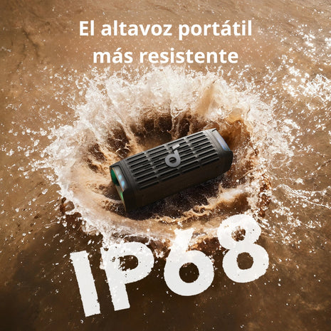 Parlante Bluetooth Soundcore Boom 3i Protección IP68 Polvo y Agua Mar 50W RMS Batería 16h Luces LED App