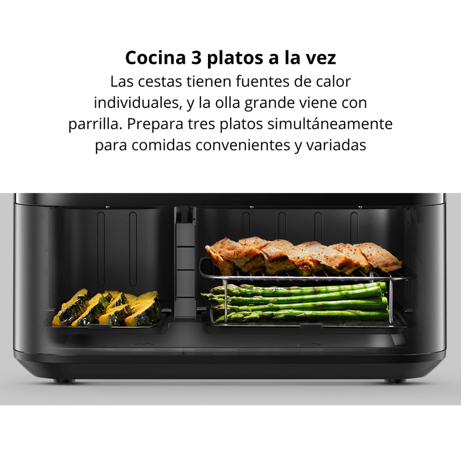 Freidora de Aire Xiaomi Dual Zone Air Fryer 10L Doble Compartimiento 101 Recetas, 9 Modos, 2700W - Negro