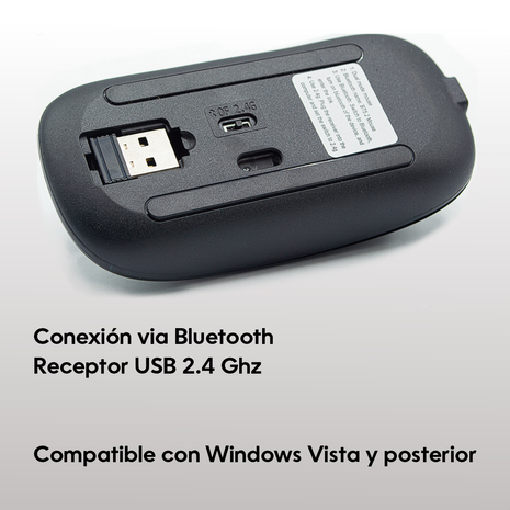 Mouse Inalámbrico Diseño Ultra Delgado, Slim Tipo Mac Negro