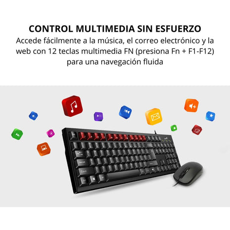 Combo Teclado Multimedia y Mouse Optico Genius KM-100SE AI Copilot - Negro