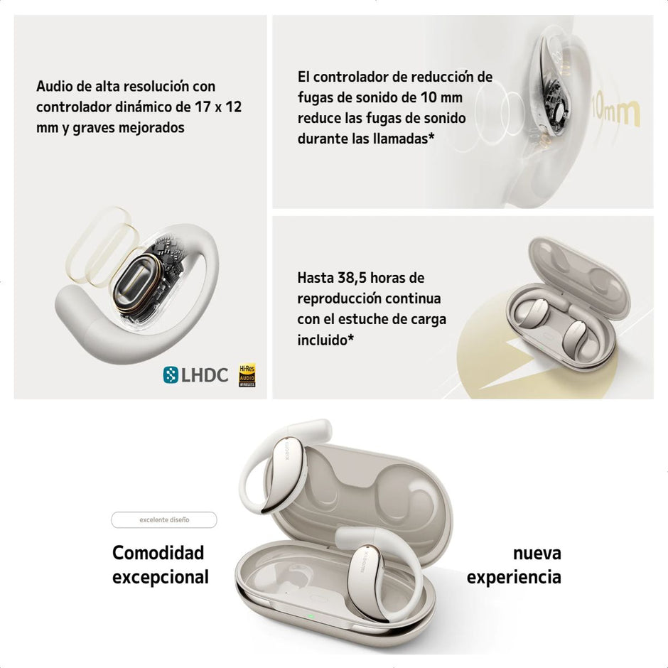 Xiaomi OpenWear Stereo Audífonos Inalámbricos de Diseño Abierto con Audio LHDC Color Beige