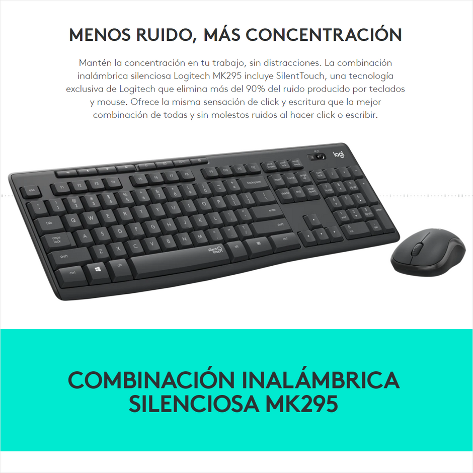 Logitech Mk295, Combo Inalámbrico Silencioso Teclado Y Mouse
