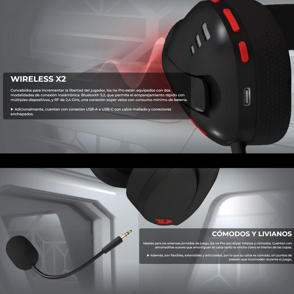 Combo Gamer Redragon Diadema Wireless H848 IRE PRO + Mouse RGB M601-RGB Centrophorus 2