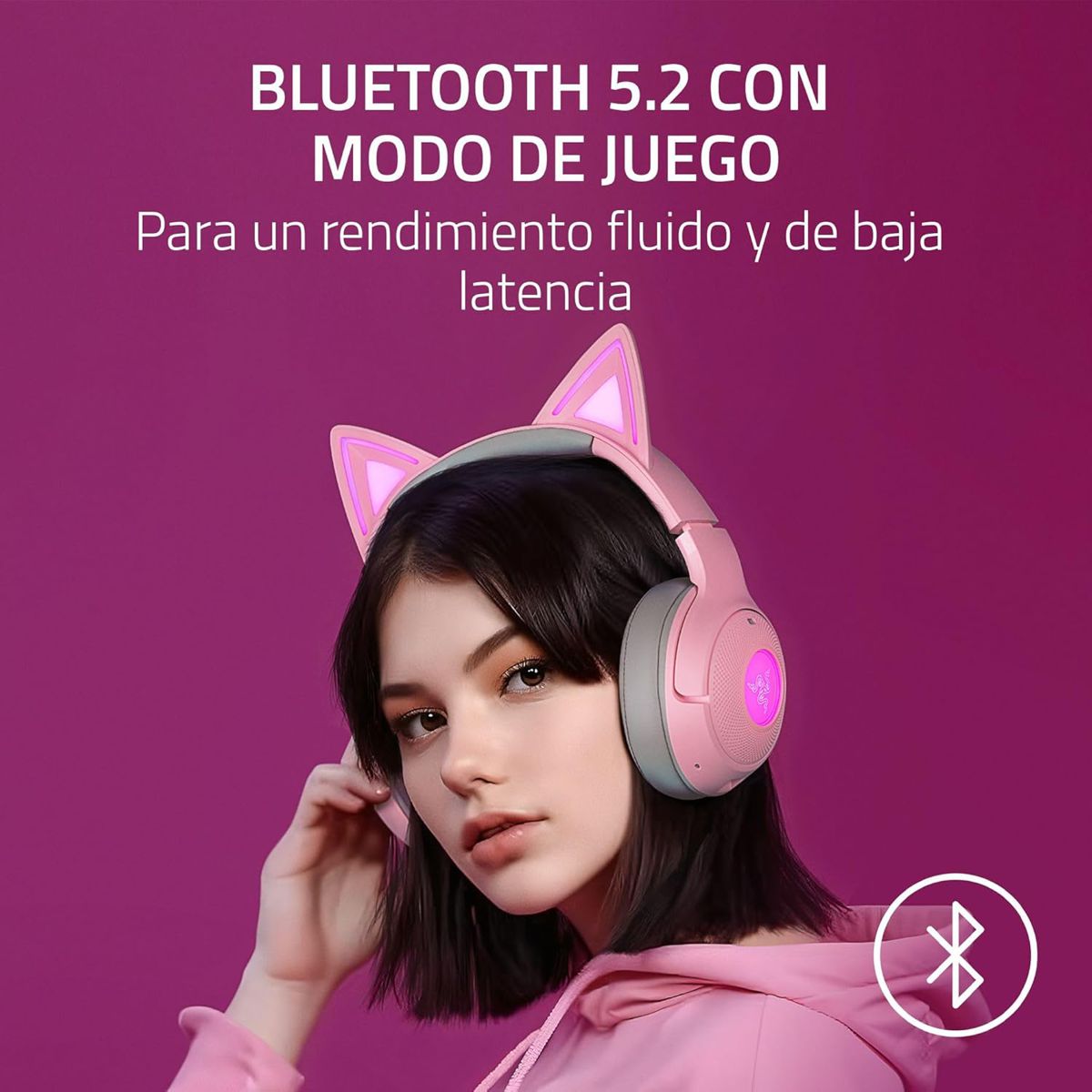 Audífonos Gamer Inalámbricos Razer Kraken Kitty V2 BT Rosa RGB
