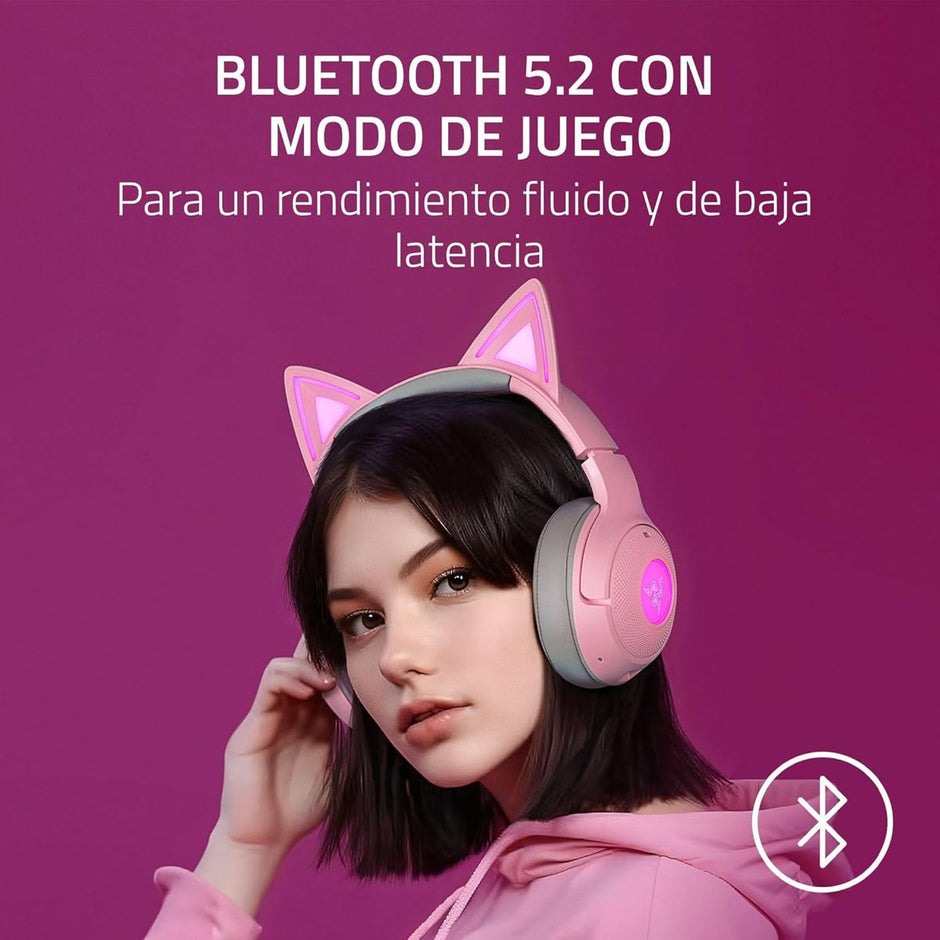 Audífonos Gamer Inalámbricos Razer Kraken Kitty V2 BT Rosa RGB