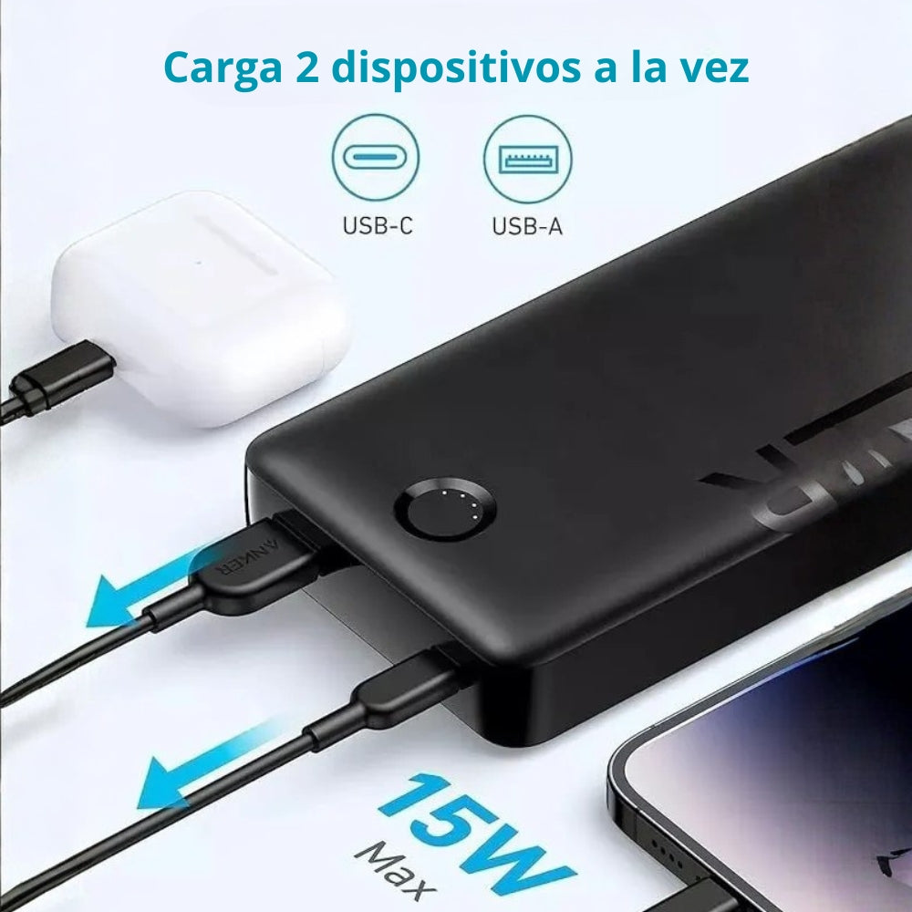 Power Bank Anker 326 20000mAh 15W con Pantalla Digital, USB-A y USB-C, Carga Rápida y Protección Inteligente