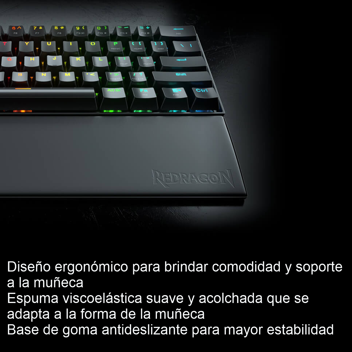 Reposamuñecas Gamer Redragon Meteor PO35 S Ergonómico Memory Foam Antideslizante 28.9 X 7.3 X2.0 CM