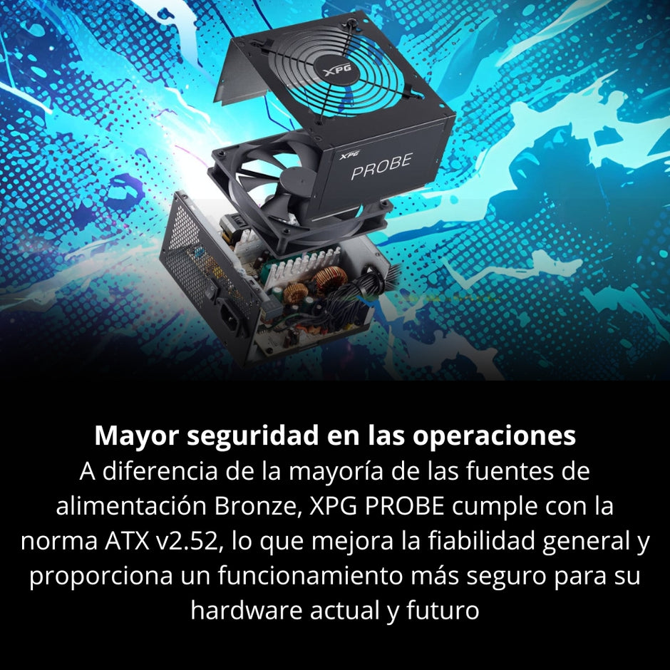 Fuente De Poder Gamer XPG Probe 700W Real 80 Plus Bronze ATX, con Ventilador 120mm y Protección Completa