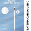 Lápiz Óptico Digital Capacitivo Recargable USB-C con Punta de Precisión 1.5mm para Tablet Blanco