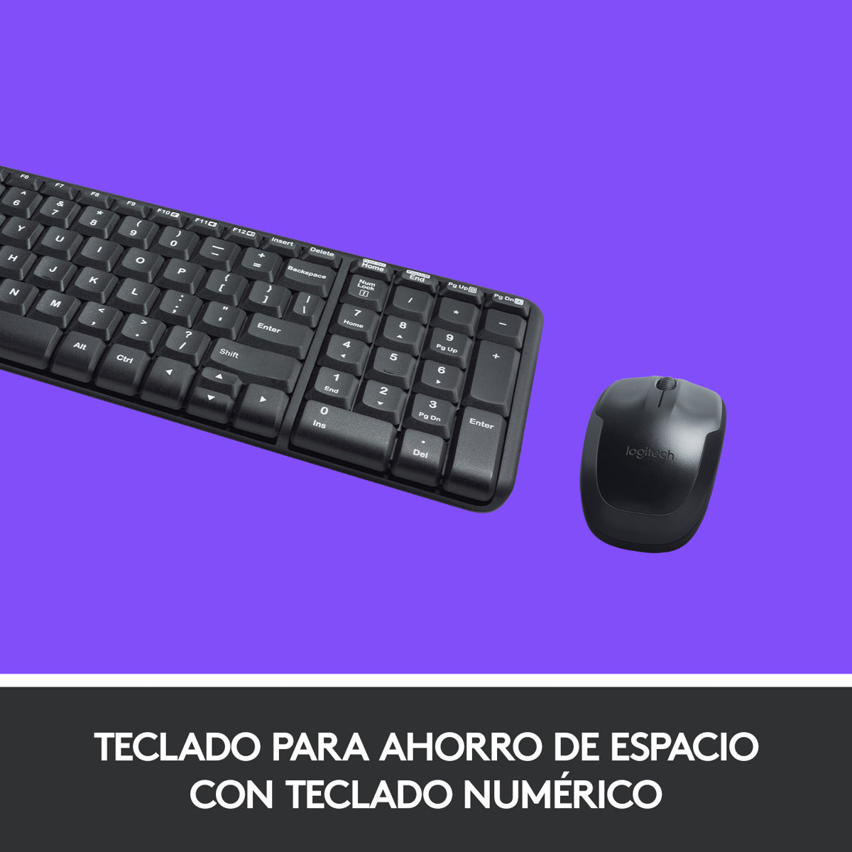 Combo Logitech MK220 Teclado Compacto Mouse Inalámbrico 2.4GHz + Pad Mouse Antideslizante S