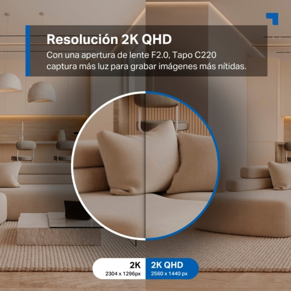 Cámara Wi-Fi Tp-Link Tapo C220 de 360° con Vista 2K 4MP, Detección IA Avanzada