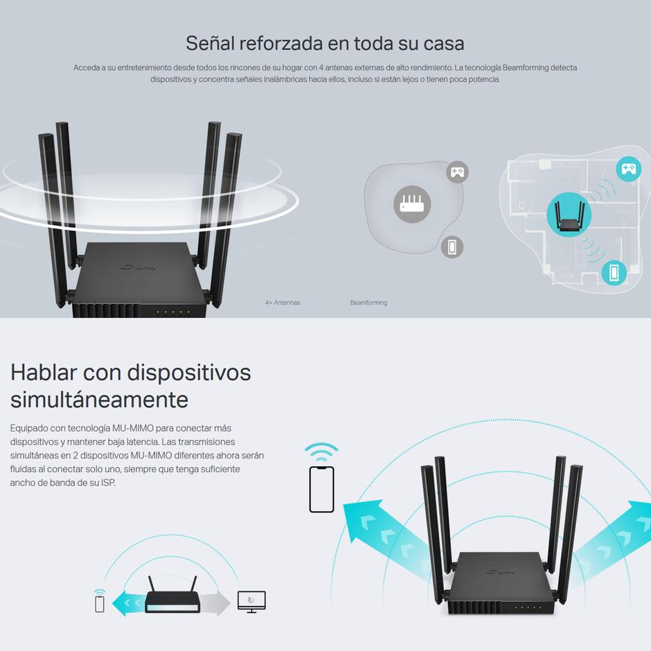 Router Wifi Dual Band Ac1200, Tp-link Archer C50 / 4 Antenas