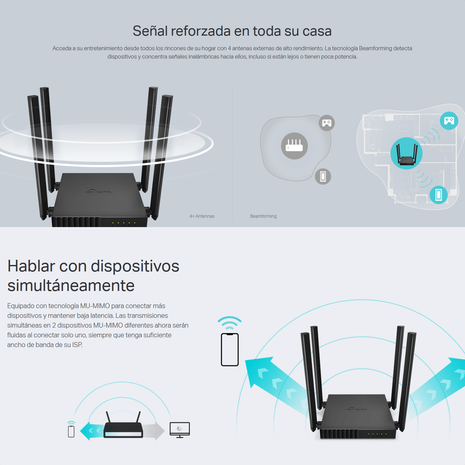 Router Wifi Dual Band Ac1200, Tp-link Archer C50 / 4 Antenas