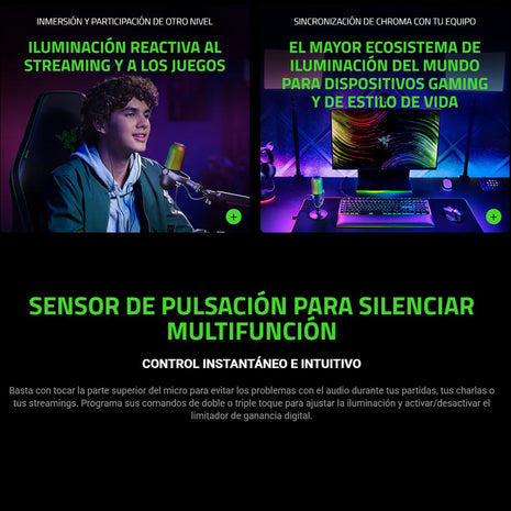 Micrófono Razer Seiren V3 Chroma USB RGB 96kHz 24bit Supercardioide para Streaming Profesional Negro
