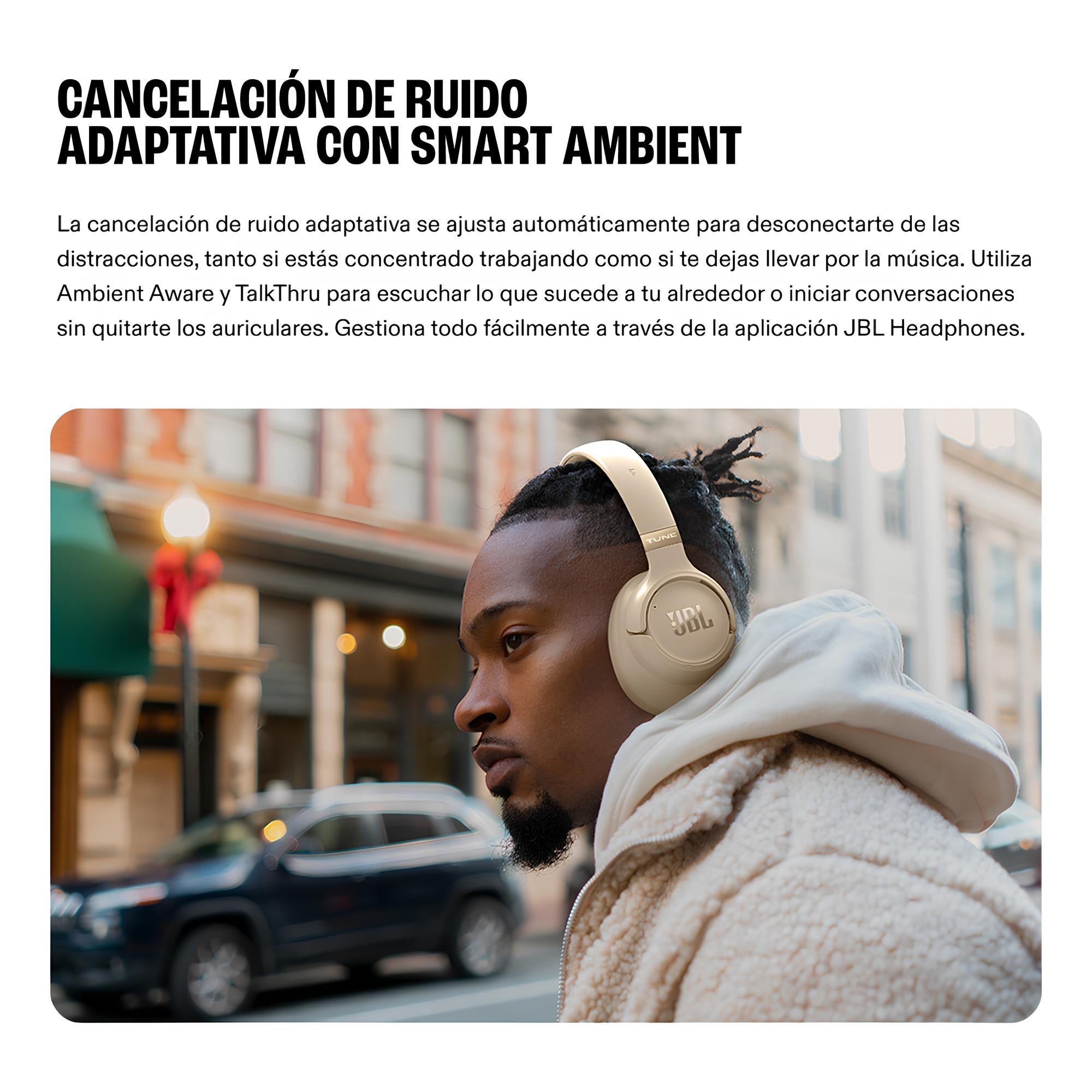 Audífonos Inalámbricos JBL Tune 780NC Bluetooth con Cancelación de Ruido ANC hasta 70h Batería - Blanco