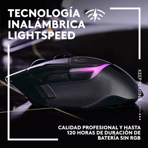 Mouse Gamer Inalámbrico Logitech G502 X PLUS RGB HERO 25K DPI 13 Botones - Negro