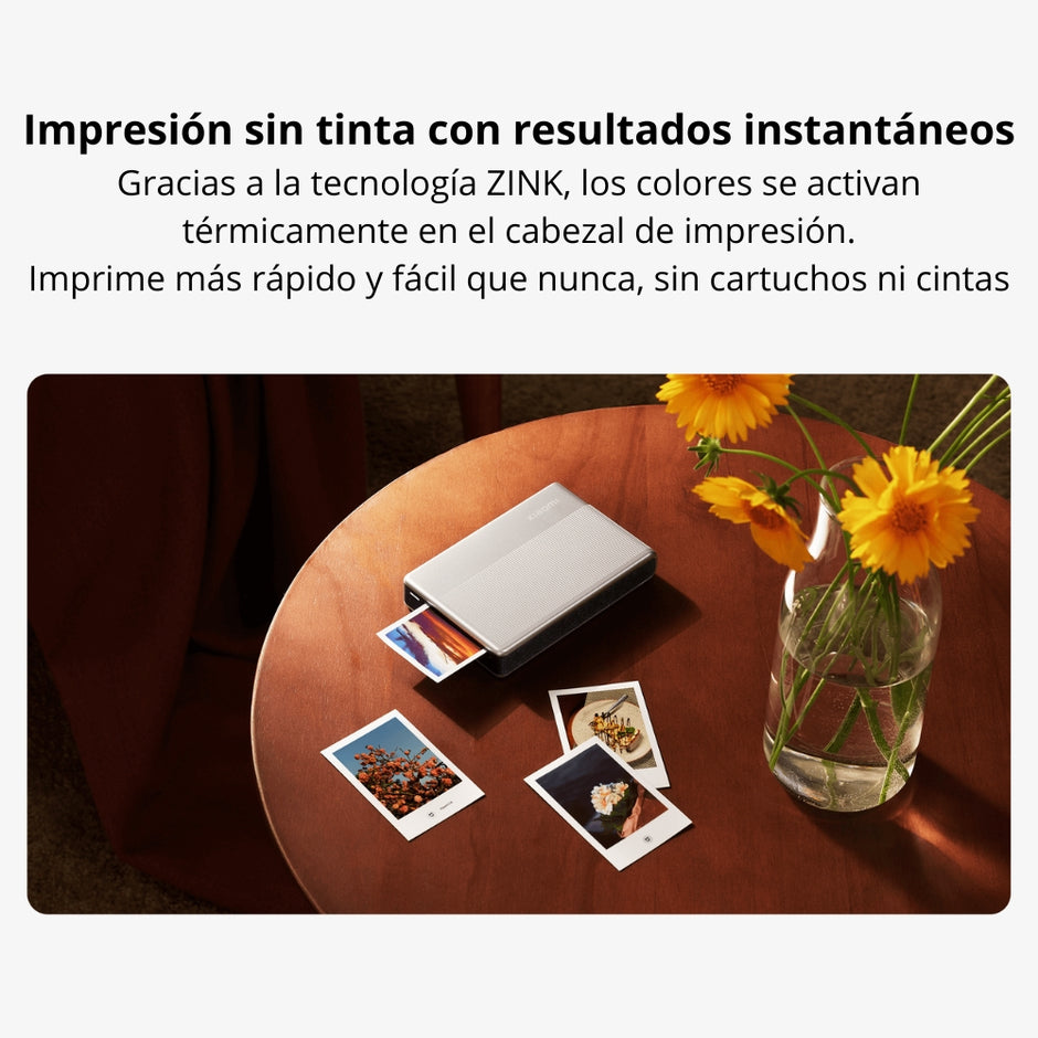 Impresora Fotográfica Xiaomi Portable Photo Printer 1S ZINK Bluetooth 5.2, Fotos Adhesivas 50x76mm - Blanco
