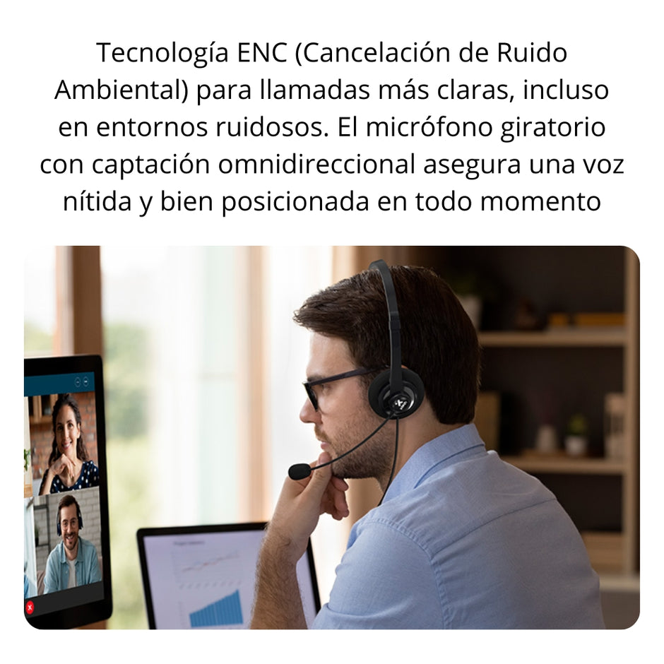 Diadema con Microfono Xtech XTH-245 USB-C Controlador Incorporado - Negro
