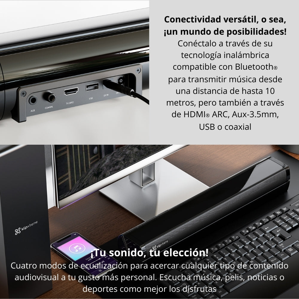 Barra De Sonido Bluetooth Klip Xtreme ThunderZound KSB-050 con Entrada AUX y Sonido Potente